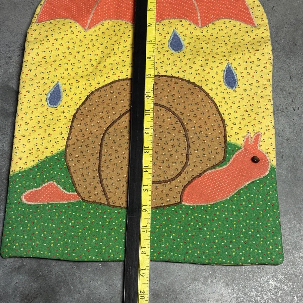 Vintage Hand Quilted Snail Appliance Cover Wall Hanging Cottagecore Folk Art